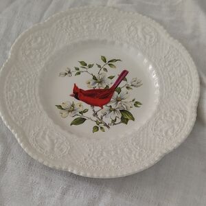 Vintage Royal Cauldon Bristol Ironstone decorative plate 'Aviary' Cardinal